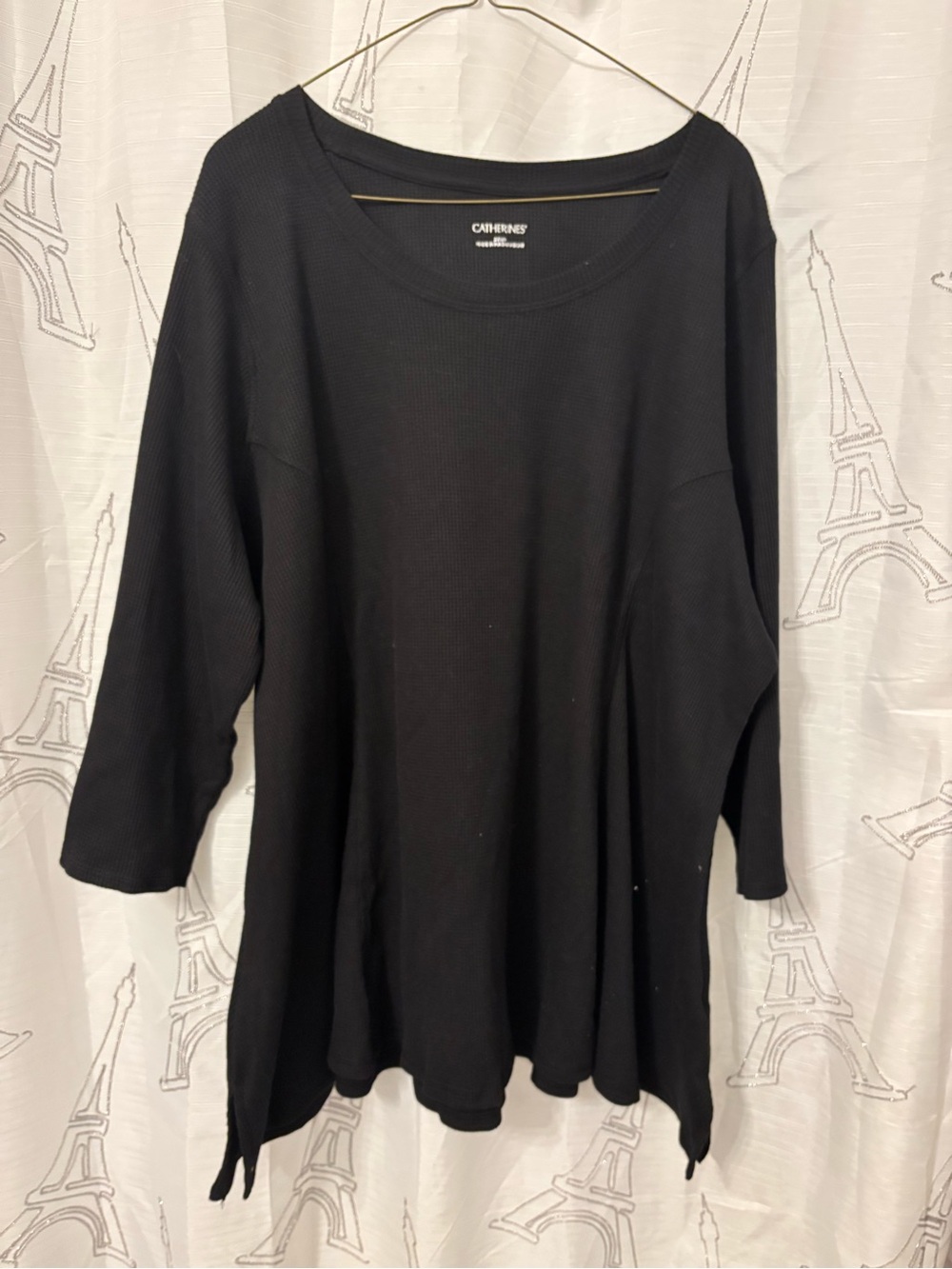 Catherines Black Scoop-Neck Waffle Knit Tunic